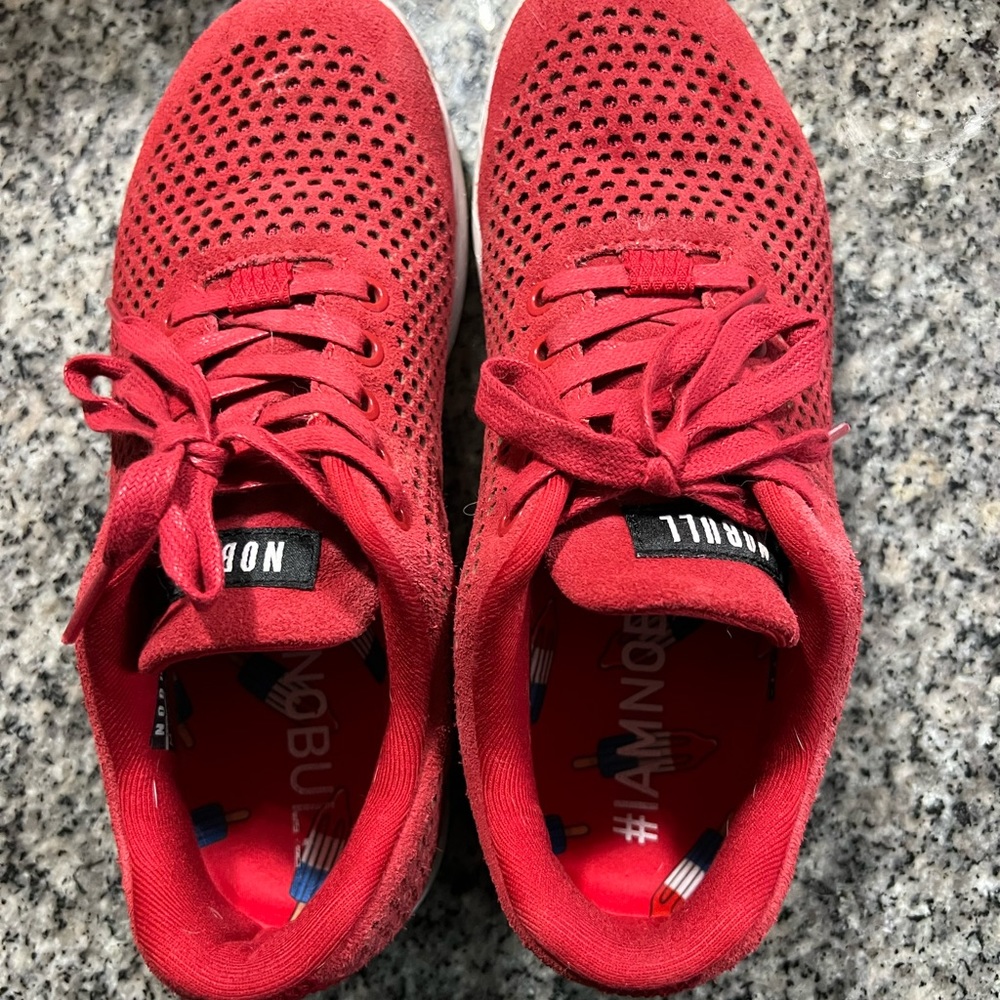 No Bull RACING RED SUEDE TRAINER - Picture 3 of 6